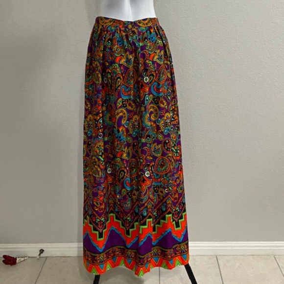 Vintage Dresses & Skirts - Vintage 80's Handmade Paisley Rosewood Maxi Skirt